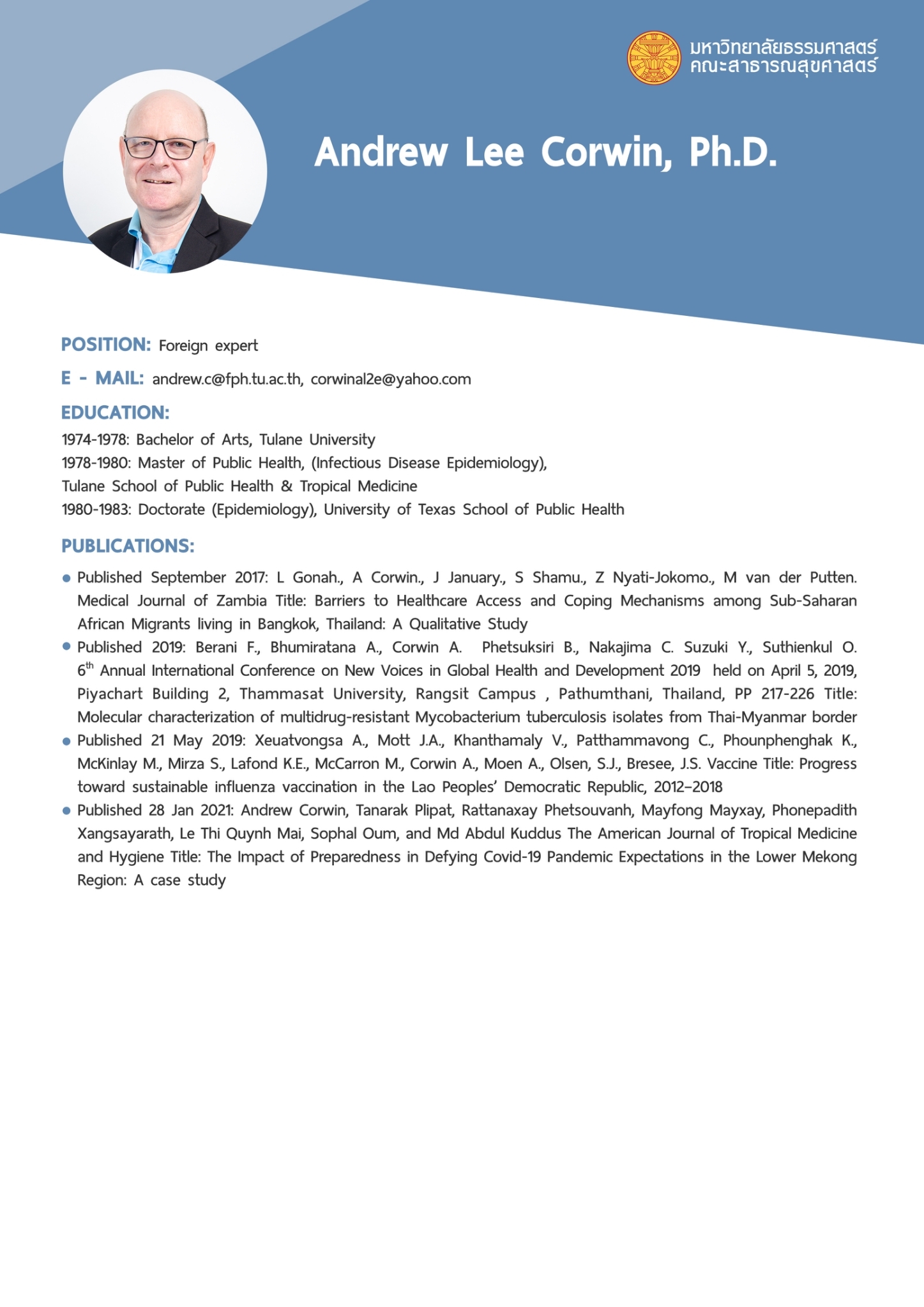 CV: Faculty of Public Health