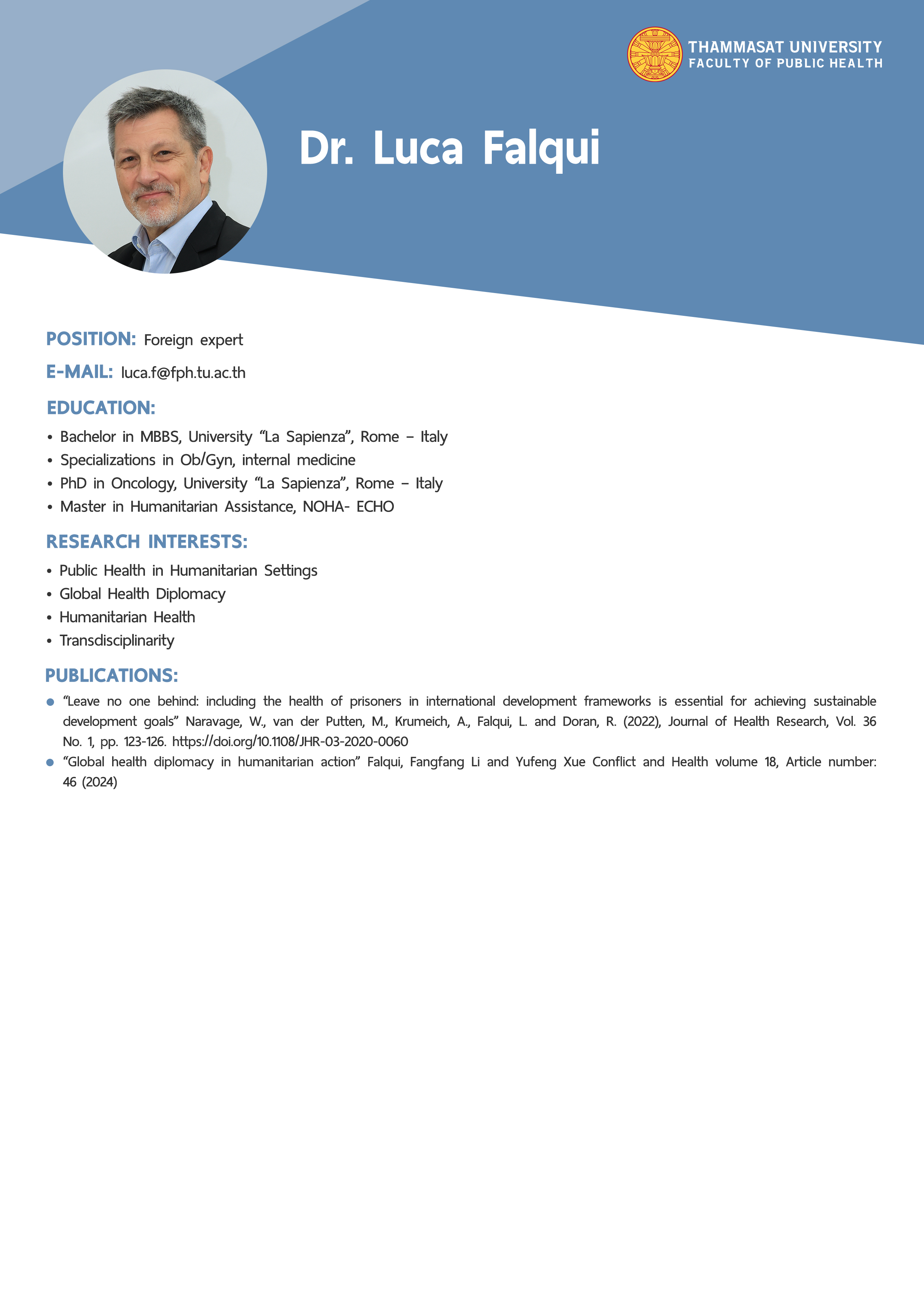 CV: Faculty of Public Health